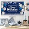 Navy Blue Birthday Party Decorations Blue Confetti Balloons Kit Happy Birthday Photography Backdrop Banner Tablecloths for Boys Girls Men Women Birthday Party Supplies Decor (Navy Blue and Silver)